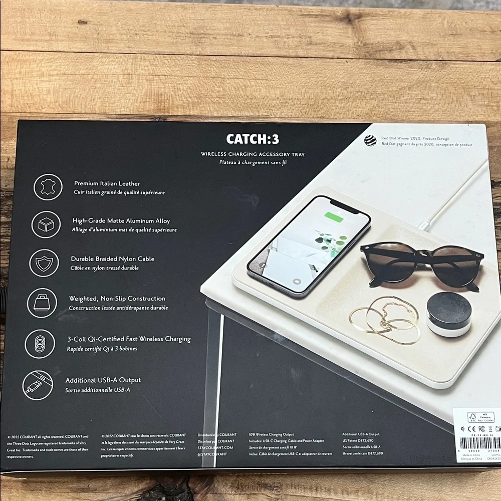 🆕 COURANT Catch:3 Cream Leather Wireless Charging Tray - Picture 10 of 10
